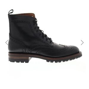 Frye George Lug Brogue Lace Up Black Leather Lace-Up Boots Mens 7.5/ Women's 9.